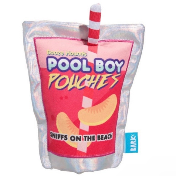Pool Boy Pouch Summer Drink Squeaky Crinkle Bark Box Dog Toy - Picture 3 of 9